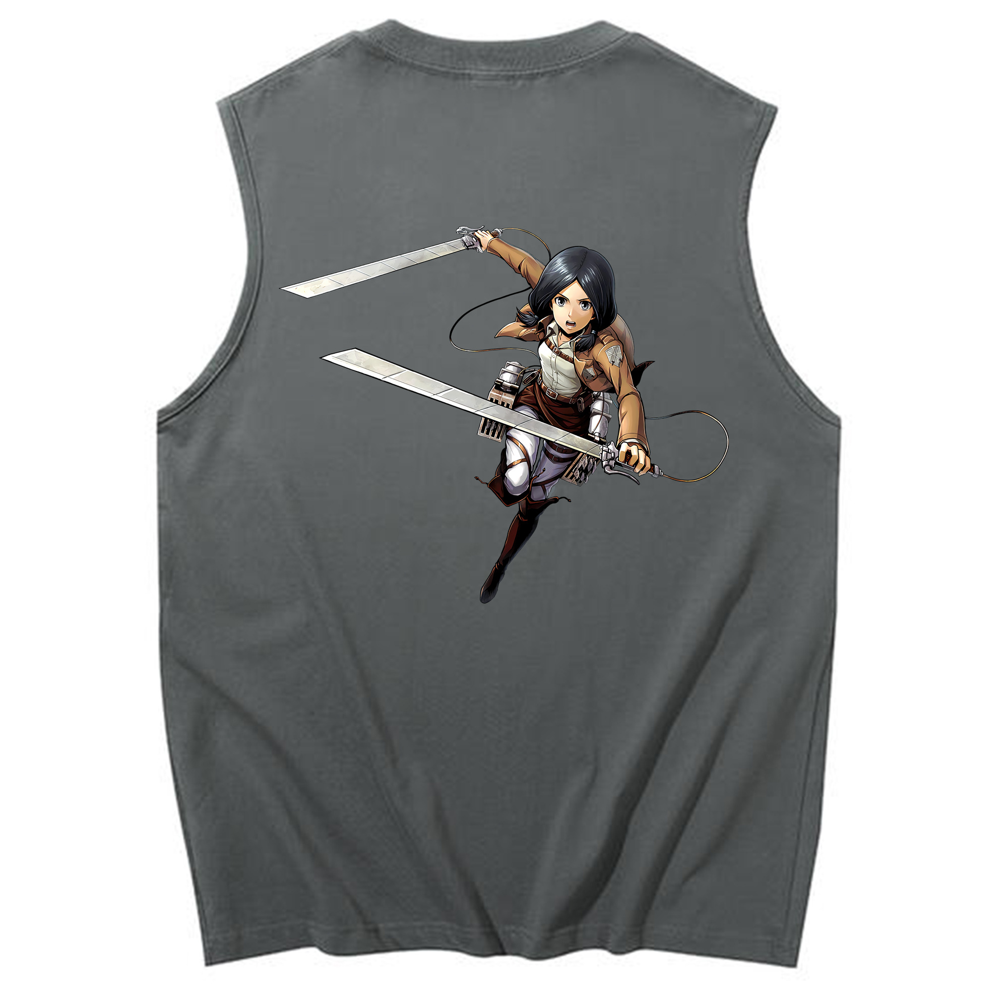 （画像用） 進撃の巨人 ミカサ·アッカーマン Attack on Titan Mikasa Ackerman コットン100％タンクトップ（背面プリント）